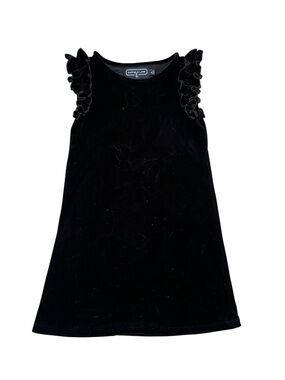 Duffield Lane Black Velvet Tank Top with Ruffle Shoulders